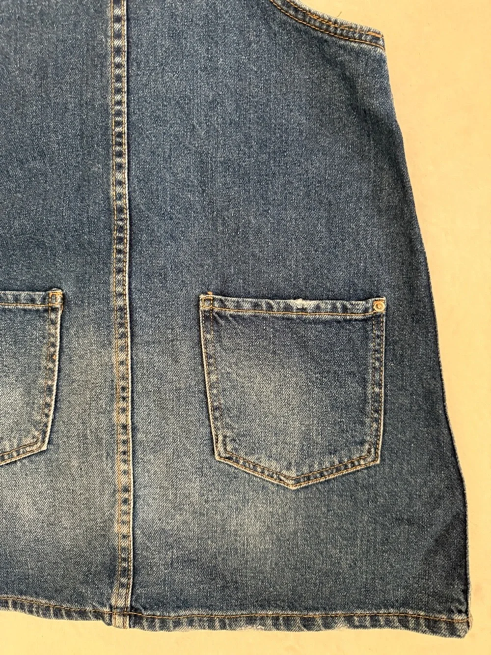 Zara | Dungaree Denim Button Front Overall Jean Jumper Dress Made in Egypt (10) - Picture 11 of 15
